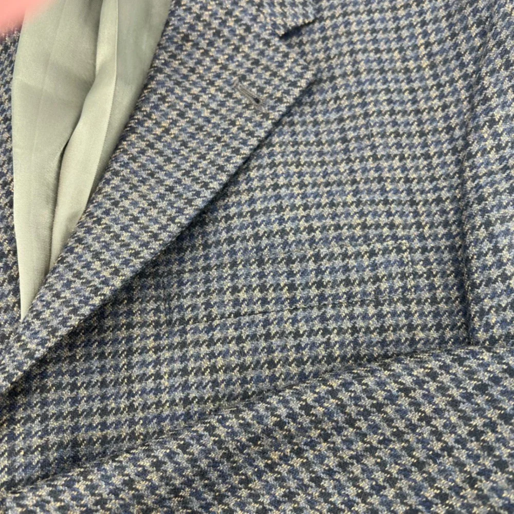Austin Reed London Wool Blazer 42R Houndstooth Tweed Made USA Academia Professor